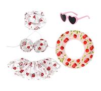 Générique Tenue Oie Véranda | Ensemble Bikini Polyester Pour Statue Oie 23 Pouces | Chapeau Hawaïen Jupe Lunettes Bouée Décoration Jardin Pelouse Terrasse | Style Tropical Été