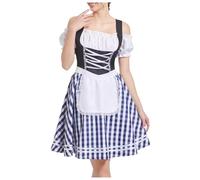 Générique Tenue Oktoberfest Femme Robe Traditionnelle Dirndl pour Midi Bavaroise Costume Deguisement Bavarois Homme Partie Sexy Allemagne Womens Vintage Dress Robes Traditionnelles Femmes,G-Marine,S