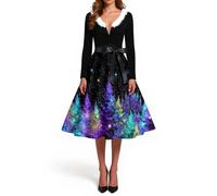 Générique Tenue Paillette Femme Gala Hiver Sapin Mariée Costume Christmas Deguisement Noel Sequin Robe Rouge Bal Longues Manches Trapeze Mariage Noel Cocktail Robe Pull Rouge Femme M