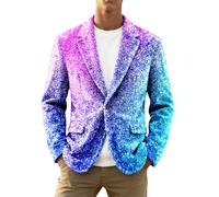 Générique Tenue Paillette Homme,Veste en Velours CôTelé à Imprimé Sequins Carnaval IdéAle pour Les SoiréEs HabilléEs Et DéContractéEs avec des DéTails BrodéS éLéGants (Light Blue, 4XL)