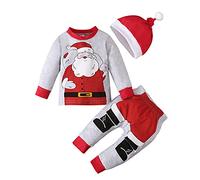 Générique Tenue Pere Noel Bebe Garcon,Ensemble Fille 1 an Combinaisons Une Pièce Costume De Déguisement Père Noël Enfant + Pantalons Chapeau Deguisement Hvier Unisexe (Grey #6,2-3 Ans)