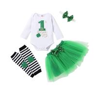 Générique Tenue pour Enfants Ensemble de Tenues pour Nouveau-nés Filles,vêtements de la Saint-,Barboteuse à Manches Longues,Jupe Tutu,Bandeau,jambières