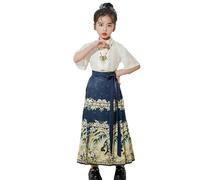 Générique Tenue pour Enfants Robe Chinoise pour Filles,Jupe à tête de Cheval,Style Classique Chinois,Manches Courtes,Costume Ancien