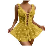 Générique Tenue Sexy Femme Coquine Hot Dessous Sexy Femme Coquine Hot Vêtement Nuit Sexy Femme Sexy Nuisette Femme Sensuelle (Jaune, XL)