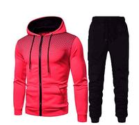 Générique Tenue Sport Homme DéContracté Hooded Survetement Sport Ensemble Doux Chic VêTement Complet Full Zip Sweat à Capuche et Pantalon et Fall Jogging Homme Ensemble Training (01 Rouge, XL)