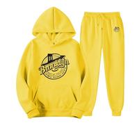 Générique Tenue Sportive pour Homme Sweat Shirt Oversized à Manches Longues avec Motifs Lettres pour un Usage Quotidien(Yellow, XXL)
