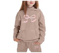 Générique Tenue Sweat à Capuche Enfant Noeud Papillon Imprimé Décontracté Confortable Vêtements Quotidien Corsage(Khaki, 3-4Years)