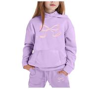 Générique Tenue Sweat à Capuche Enfant Noeud Papillon Imprimé Décontracté Confortable Vêtements Quotidien Corsage(Light Purple, 6-7Years)