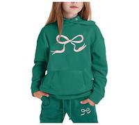 Générique Tenue Sweat à Capuche Enfant Noeud Papillon Imprimé Décontracté Confortable Vêtements Quotidien Corsage(Dark Green, 2-3Years)