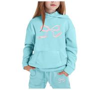 Générique Tenue Sweat à Capuche Enfant Noeud Papillon Imprimé Décontracté Confortable Vêtements Quotidien Corsage(Light Blue, 10-11Years)
