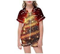 Générique Tenues de NoëL pour BéBéS Filles Pyjama pour Enfants,Ensemble Chemise et Pantalon Assortis,Ensemble de vêtements Nuit avec Poches Noël(Brick Red,2-3 Ans)