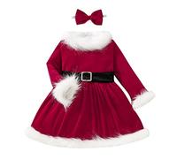 Générique Tenues de Noël pour Bébés Filles,Robe de Soirée ÉLéGante Enfant Filles Manches Longues Col Rond Automne et Hiver Vêtements Chauds Robe Ceremonie Petite Filles pour Carnaval de NoëL