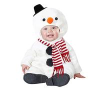 Générique Tenues de NoëL pour BéBéS GarçOns Infantile Bébé Garçons Filles Costume De Noël Cosplay Costume Bonhomme Neige Polaire À Capuche Barboteuse Combinaison Écharpe(White,18-24 Mois)