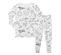 Générique Tenues de NoëL,VêTements de NoëL Ensemble Sweat à Capuche et Pantalon Unisexe pour Enfants,Confortable,à colorier et Faire soi-même,Dessiner la Main(White,8-9)