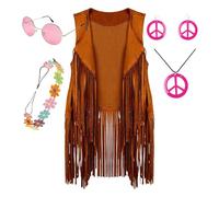 Générique Tenues Disco Accessoires Hippie, Costume des Années 60 et 70 pour Femme - Costume hippie doux - Accessoires hippies, tenues disco, détails à franges pour Halloween, anniversaire, Pâques