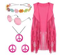 Générique Tenues Disco Accessoires Hippie, Costume des Années 60 et 70 pour Femme - Costume hippie doux - Accessoires hippies, tenues disco, détails à franges pour Halloween, anniversaire, Pâques