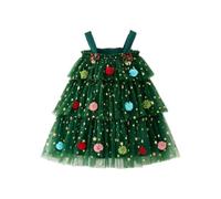 Générique Tenues Noël pour Filles Tenue de Noël avec Jupe Verte | Robe Princesse Fêtes Pour de 1 à 8 Ans Réunion Fête Scène Représentation Cosplay Mascarade Photographie Carnaval de Rôle