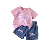 Générique Tenues pour Petites Filles T-Shirt imprimé Manches Courtes et Jean décontracté Ensemble été Printemps vêtements Enfants Fille 2 à 7 Ans (4-5 Years)