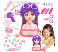 Générique Tête de pour Maquillage et Coiffure - Set De Jouets De Jeu De Rôle pour Coiffer pour Les Filles,Set Salon de Beauté 31 Pièces avec Accessoires de Déguisement pour et Jeu de