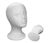 Générique Tête Polystyrène Femme - Chapeaux Affichage Modèle Outil De Style - Tete De Mannequin Avec Visage FéMinin - Tête En Polystyrène Blanc Présentoir Pour Perruque Chapeau Casque