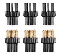 Générique Têtes de Brosse en Nylon Accessoires de Rechange Multifonctionnels Lot de 6 en Métal et Plastique pour Nettoyeur Vapeur Domestique