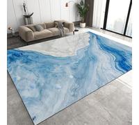 Générique Texture De Marbre Tapis de Salon 150x210 cm Art Abstrait Fluide Moderne Flanell Tapis avec Dos en Caoutchouc antidérapant Carpettes Tapis de canapé Paillasson Décoration Maison Chambre Q-42