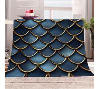 Générique Texture D'écailles Bleu Foncé Manta de franela 3D Suave - Cubre Sofá/Cama 220x240 cm,Luxe Et Mystère Estampado 3D Ultrarealista,Polar Caliente,Lavable,Hogar/Dormitorio