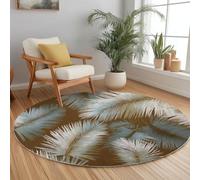 Générique Texture Simple De Feuille De Palmier Tapis Rond imprimé Crème, 100 cm Doux et Moelleux Lavable Tapis Rond Antidérapant pour Salon Chambre Cuisine Balcon Terrasse Salle à Manger Intérieur