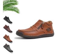 Générique The First Young Boots Mens, The First Young Shoes Men, Handmade Leather Slip-On Driving Boots for Travel (Brown,32)