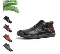 Générique The First Young Boots Mens, The First Young Shoes Men, Handmade Leather Slip-On Driving Boots for Travel (Black,34)