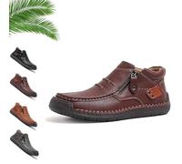 Générique The First Young Boots Mens, The First Young Shoes Men, Handmade Leather Slip-On Driving Boots for Travel (Dark Brown,34)