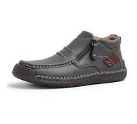 Générique The First Young Driving Boots Men, Handmade Premium Leather Slip on Driving Boots, Mens Arch Support Shoes (Grey,40)