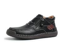 Générique The First Young Driving Boots Men, Handmade Premium Leather Slip on Driving Boots, Mens Arch Support Shoes (Black,45)