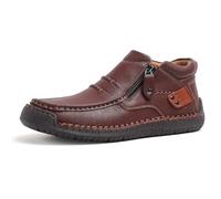 Générique The First Young Driving Boots Men, Handmade Premium Leather Slip on Driving Boots, Mens Arch Support Shoes (Brown,46)