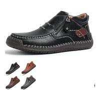Générique The First Young Driving Boots Men, Men’s Handmade Premium Leather Slip-On Driving Boots, Travel & Outdoor, Waterproof (black,46)