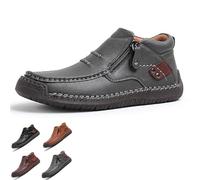 Générique The First Young Driving Boots Men, Men’s Handmade Premium Leather Slip-On Driving Boots, Travel & Outdoor, Waterproof (gray,43)