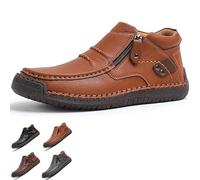Générique The First Young Driving Boots Men, Men’s Handmade Premium Leather Slip-On Driving Boots, Travel & Outdoor, Waterproof (light brown,45)
