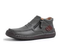 Générique The First Young Driving Boots Men, New Men’s Handmade Premium Leather Slip-On Driving Boots Travel, for Outdoor,everyday life (Gray,36.5)