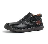 Générique The First Young Driving Boots Men, New Men’s Handmade Premium Leather Slip-On Driving Boots Travel, for Outdoor,everyday life (Black,36.5)