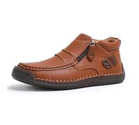 Générique The First Young Driving Boots Men, New Men’s Handmade Premium Leather Slip-On Driving Boots Travel, for Outdoor,everyday life (Light Brown,35)