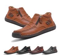 Générique The First Young Driving Boots Men, Vintage Handmade Premium Leather Slip on Driving Boots Travel & Outdoor,Waterproof (Light Brown,40)