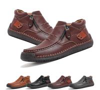 Générique The First Young Driving Boots Men, Vintage Handmade Premium Leather Slip on Driving Boots Travel & Outdoor,Waterproof (Dark Brown,45)