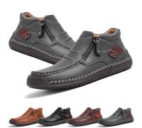 Générique The First Young Driving Boots Men, Vintage Handmade Premium Leather Slip on Driving Boots Travel & Outdoor,Waterproof (Grey,41)