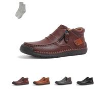 Générique The First Young Shoes Men, Handmade Premium Leather Slip On Driving Boots, for Leisure,Walking, Office (Dark Brown,38)