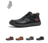 Générique The First Young Shoes Men, Handmade Premium Leather Slip On Driving Boots, for Leisure,Walking, Office (Black,41)