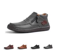 Générique The First Young Shoes Men, Handmade Premium Leather Slip On Driving Boots, for Travels And Outdoor (Gray,42)