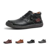 Générique The First Young Shoes Men, Handmade Premium Leather Slip On Driving Boots, for Travels And Outdoor (Black,43)