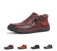 Générique The First Young Shoes Men, Handmade Premium Leather Slip On Driving Boots, for Travels And Outdoor (Coffee,40)