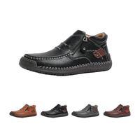 Générique The First Young Shoes Men, Handmade Premium Leather Slip on Driving Boots Travel & Outdoor (Black,40)