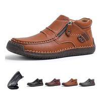 Générique The First Young Shoes Men, Men’s Handmade Premium Leather Slip-On Driving Boots for Travel & Outdoors (Orange,47)